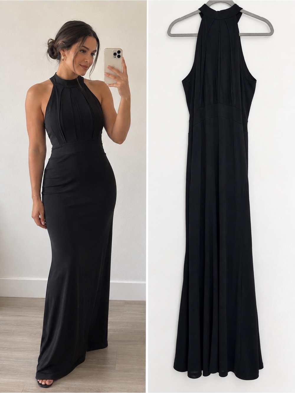 Women's Black High-Neck Maxi Dress — Elegant Evening Gown